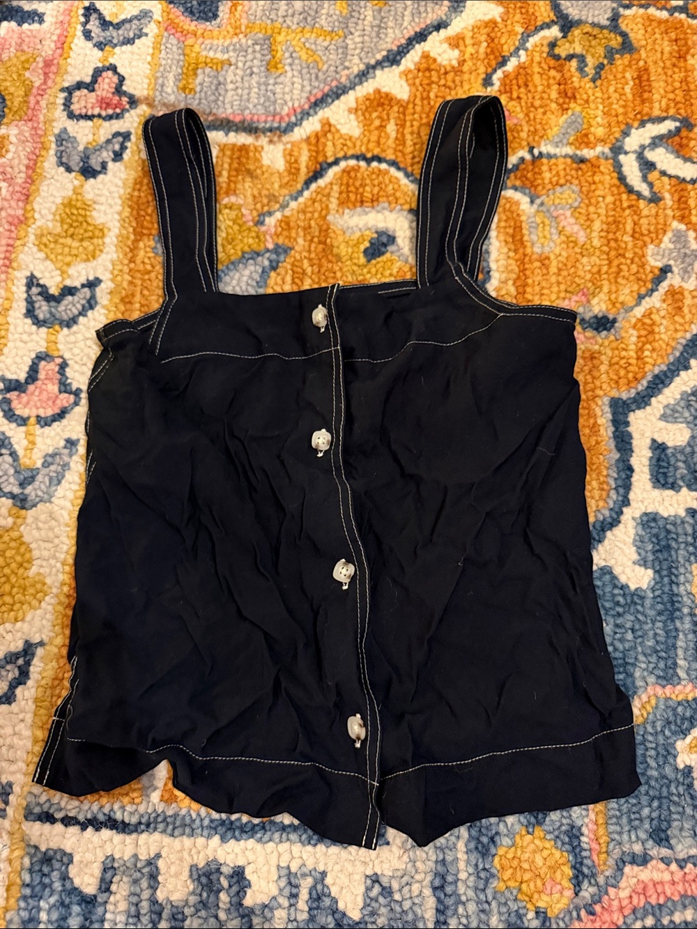 EUC WOOD WOOD Namira top SZ 36/S  Navy Button-Front Women's Tank Top